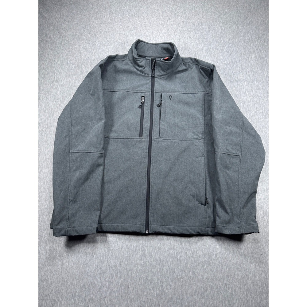 Free Country Mens Water Resistant Softshell Jacket Full Zip Gray Outdoors